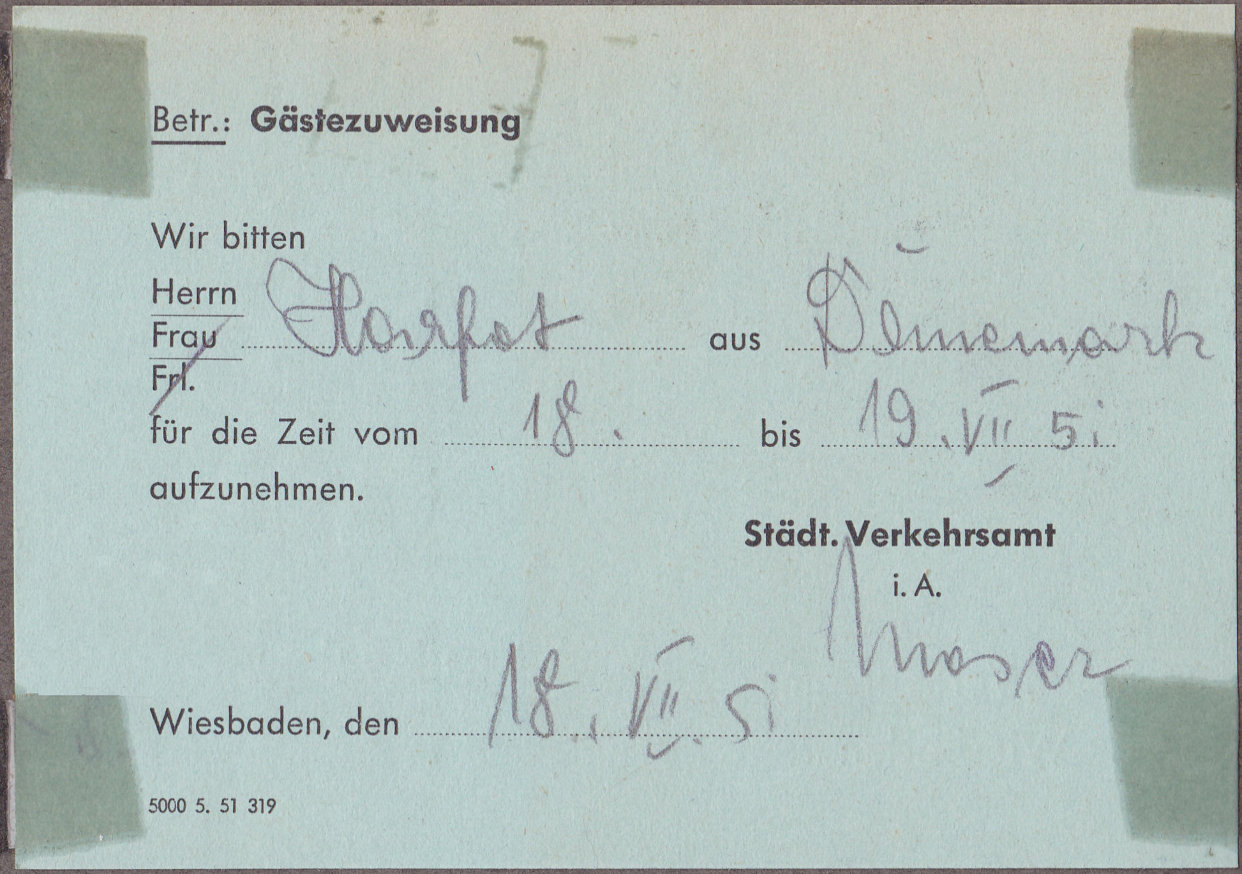 Gästezuweisung (værelsesanvisning)